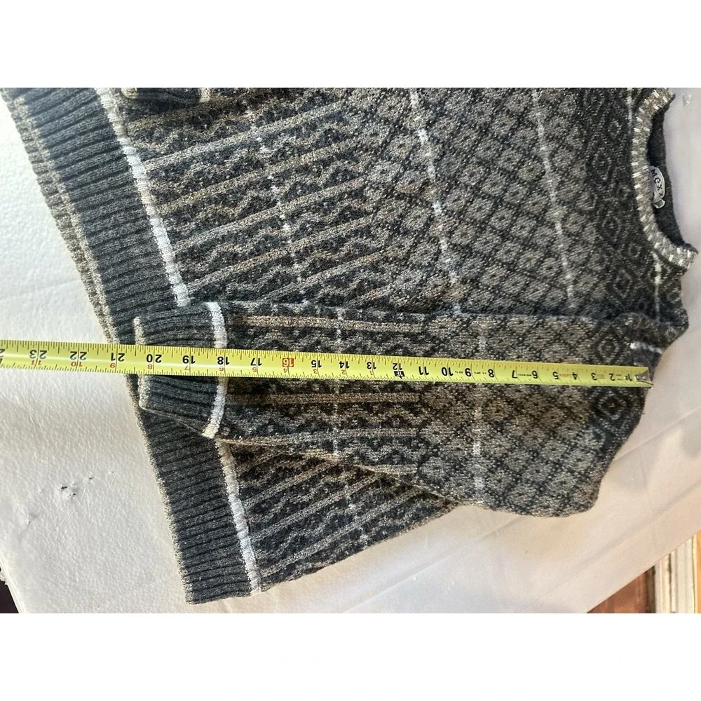 Vintage MEXX Sweater Mens Large Gray Brown‎ Geometric Knit Pullover Grandpa